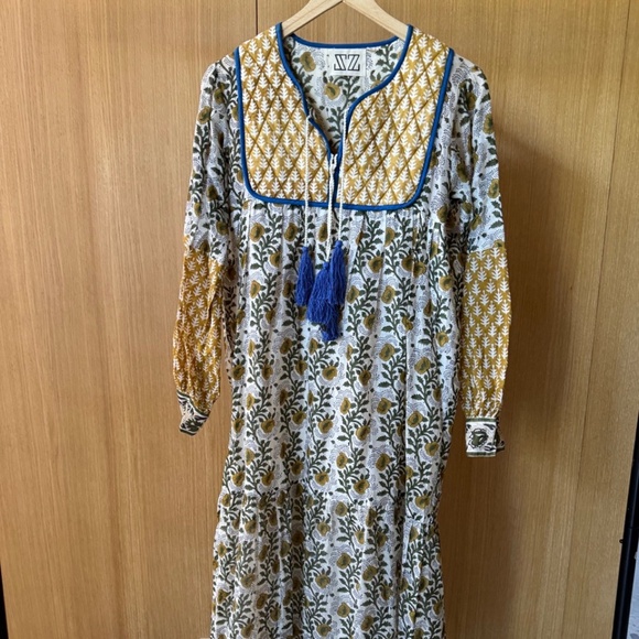 SZ Blockprints Tassle Dress - Gorgeous Fall Sheer! Worn once - Picture 1 of 9